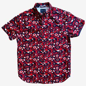 Cactus Man Ricky Singh S short sleeve mens shirt red white blue floral cotton